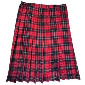 Vintage 90s Alfred Dunner Red Tartan Plaid Pleated Skirt Size 12 Petite